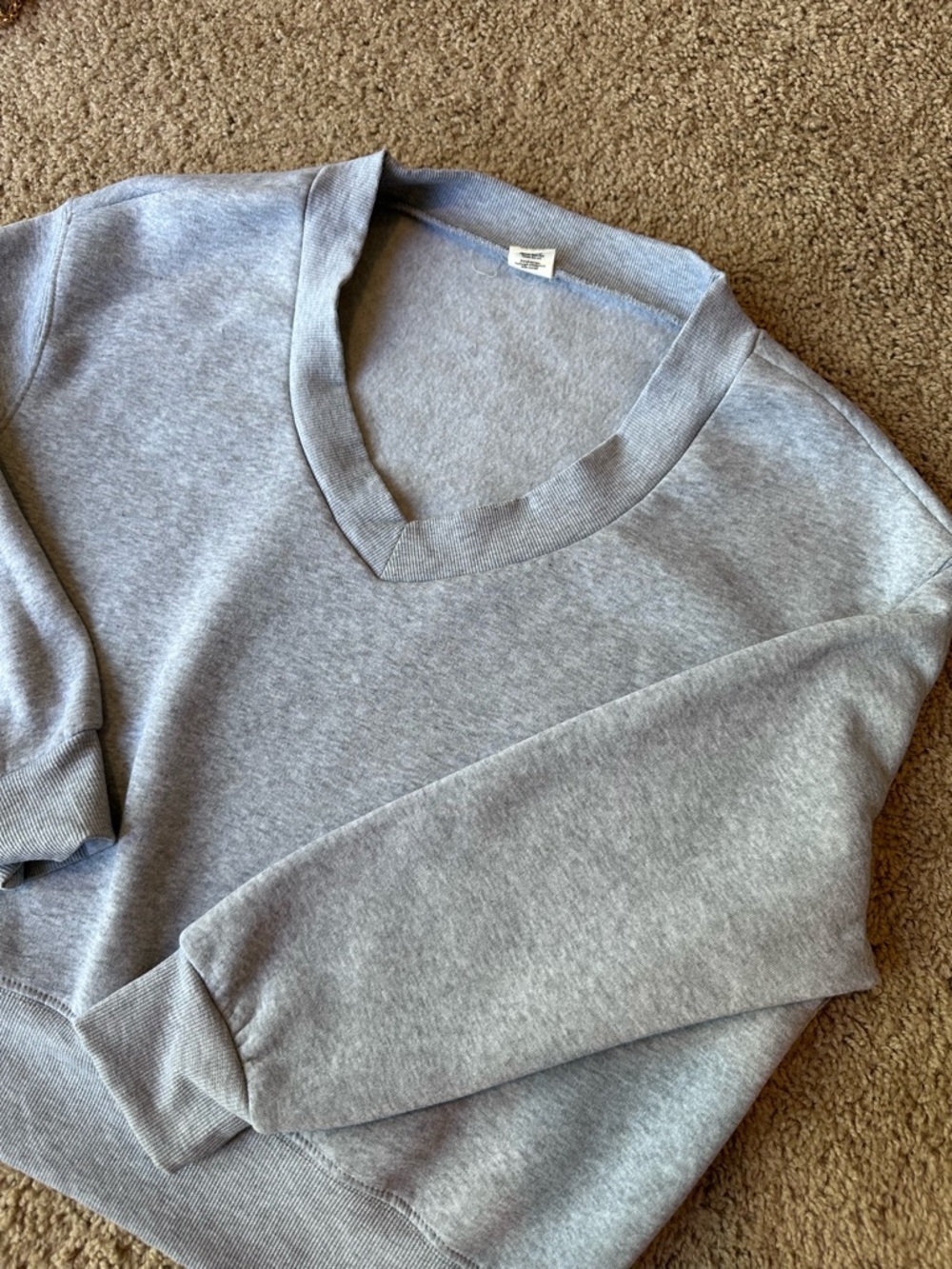 Women's Gray V-Neck Pullover Sweatshirt